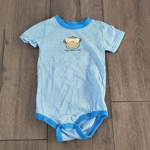 Handsome Monkey In Sunglasses Striped Onesie